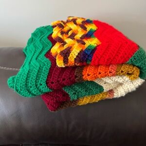 Colorful Crochet Blanket handmade afghan couch blanket cozy cottage core knit